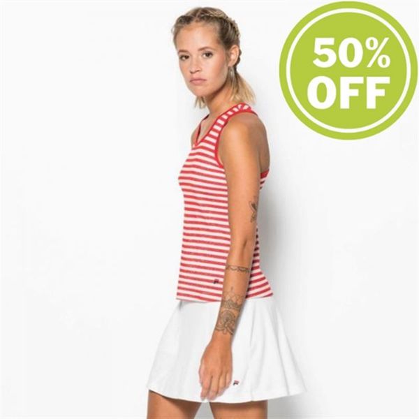 Camisas Fila Mujer Rojas / Blancas - Tanktop Tiana Sporty, Striped Tennis Top With V-Neck S - España